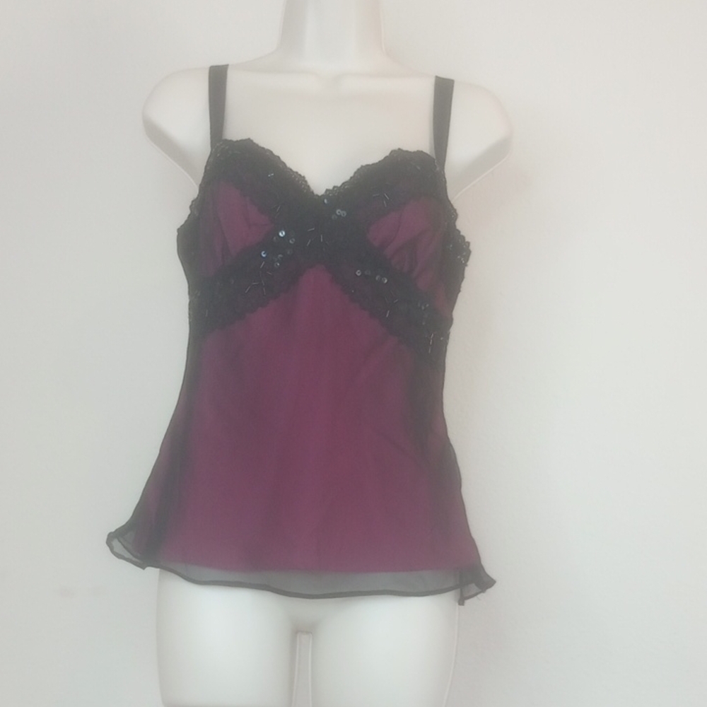 Princy By Jessica Simpson Pink and Black Sequin Camisole Sz M